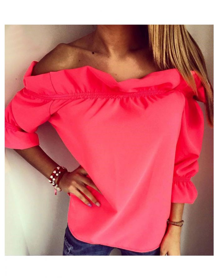 Off The Shoulder Half Sleeve Casual T-shirt